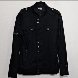 Defyance Men's Black Gorpcore Button Front Full Zip Military Jacket Size M